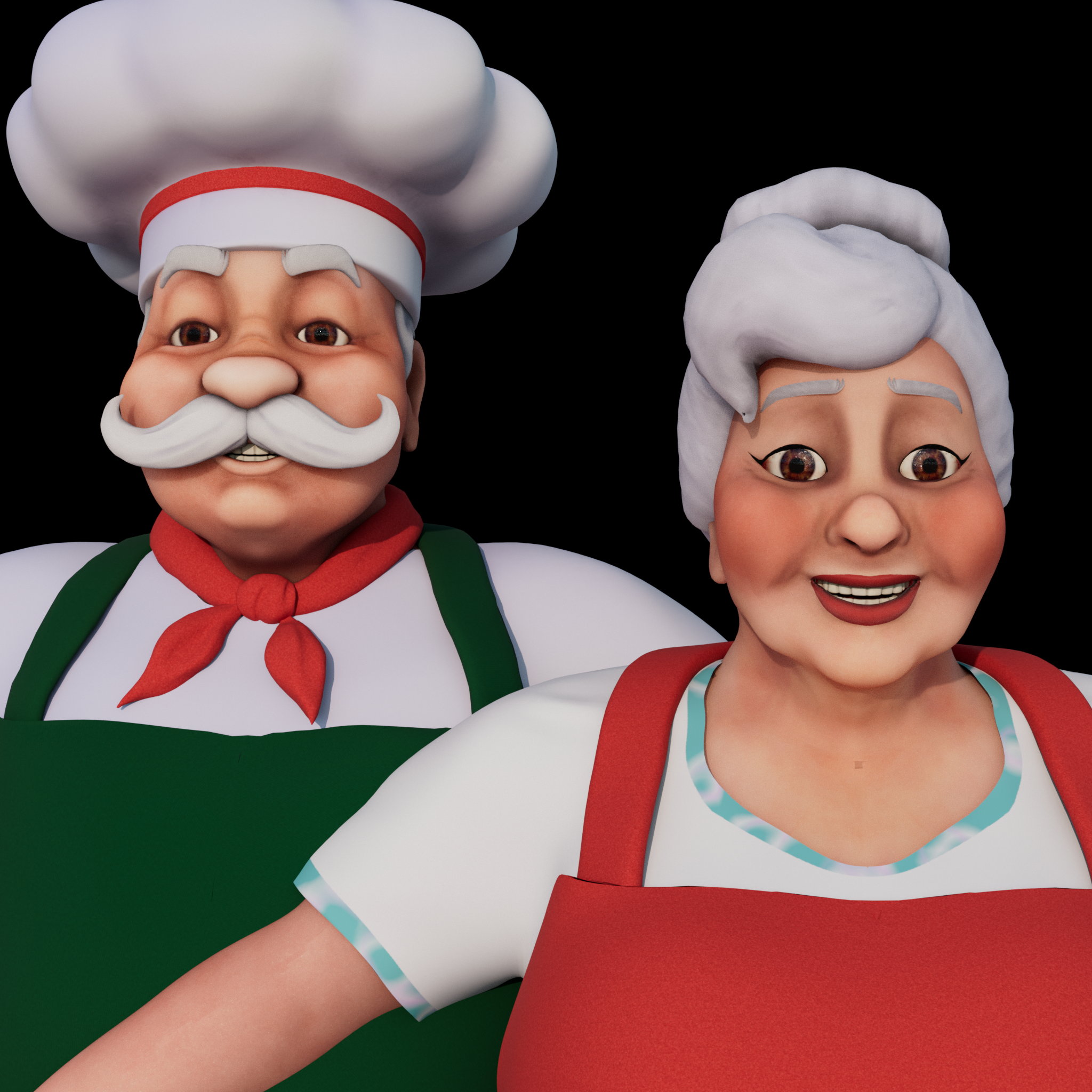 Stylized chef characters