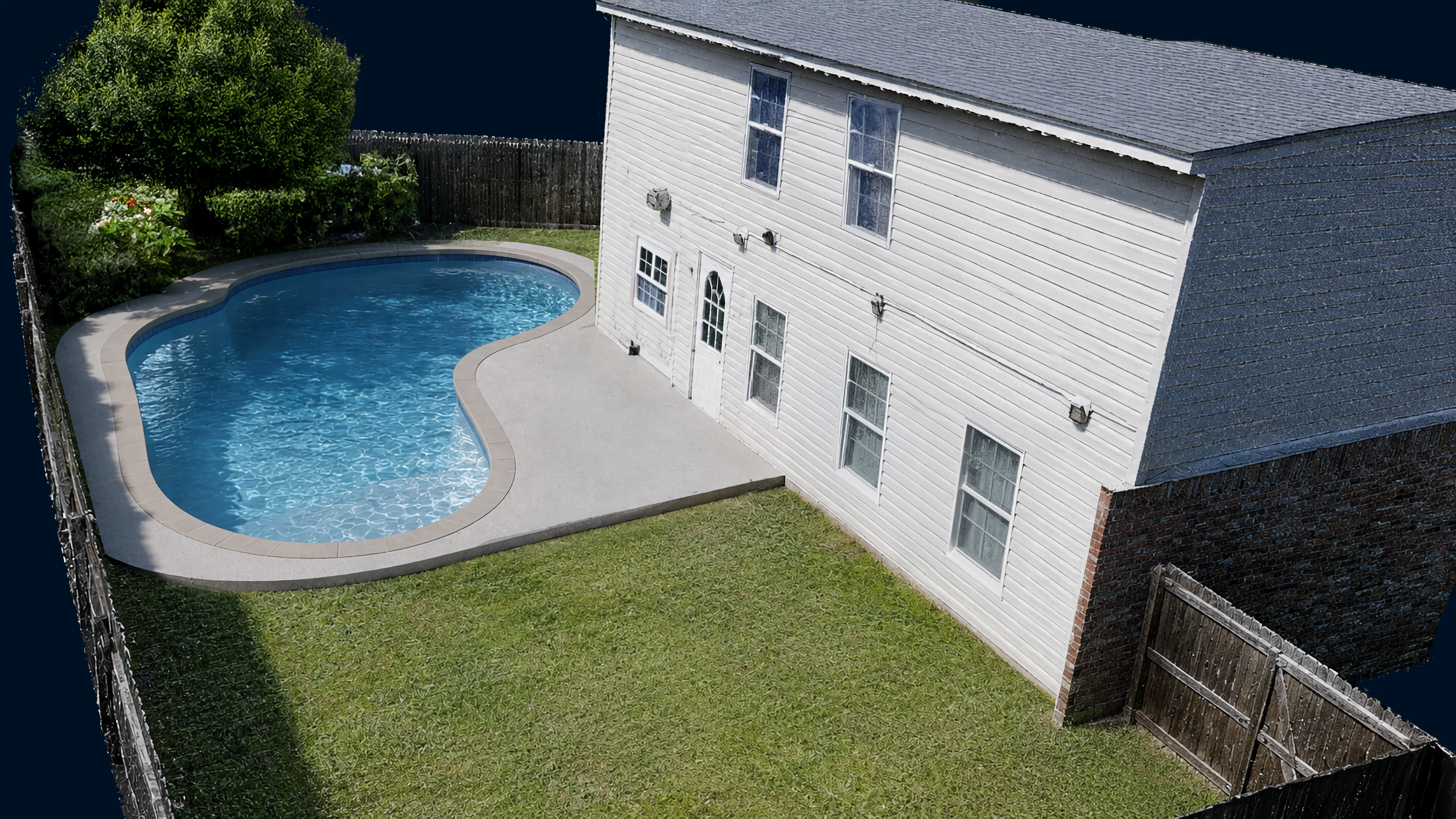 Backyard scan with modeled pool